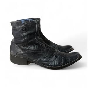 Mark Nason Side Zip Boots Rock Never Dies Mens Sz 12 Rare! Dragon Toe Black Goth